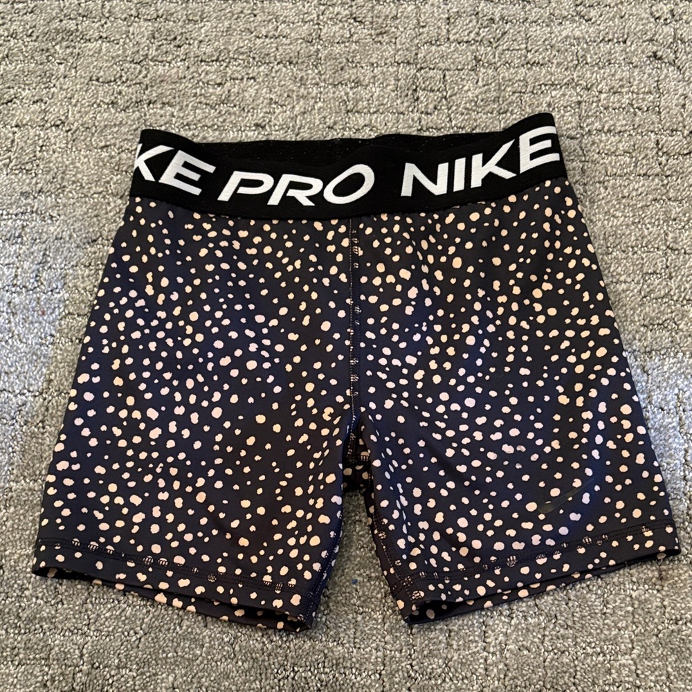 Nike Pro Black Shorts with Tan Dots